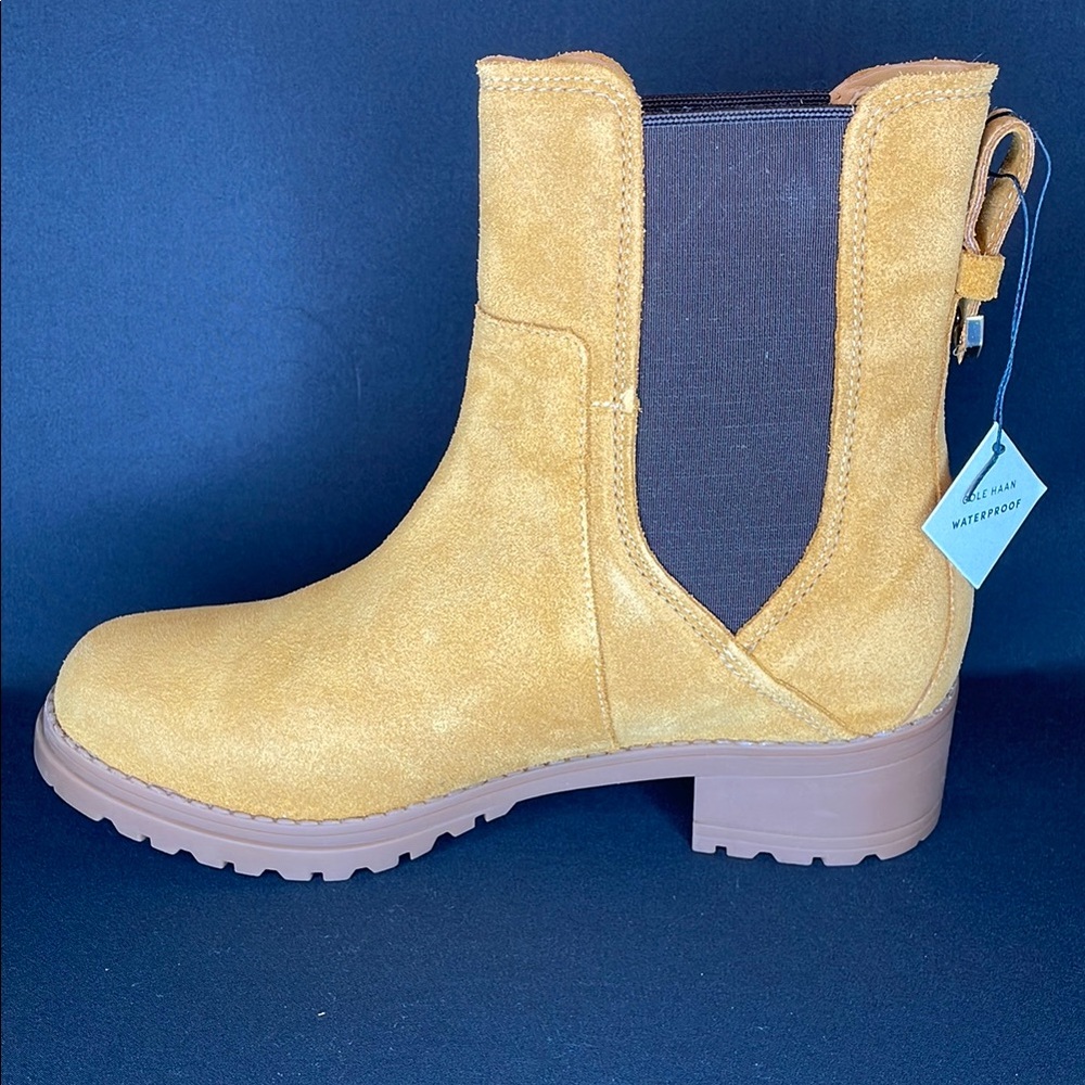 Cole Haan Tan Ankle Boots with Elastic Panels